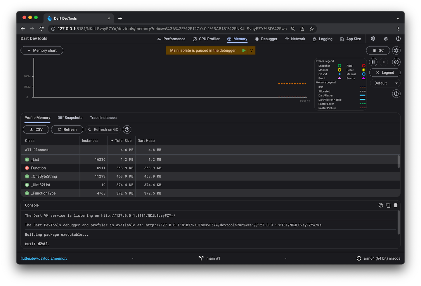 DevTools 的内存页面的屏幕截图